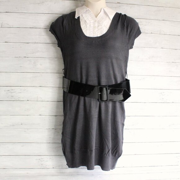 Derek Heart Vintage Tunic Sweater Plus Size 3X Short Sleeve Belted - Picture 2 of 5